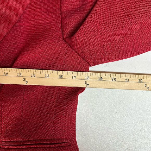 LeSuit Jones New York Skirt Suit Size 6 Red Tweed Black Pencil Career Classic - Picture 12 of 15